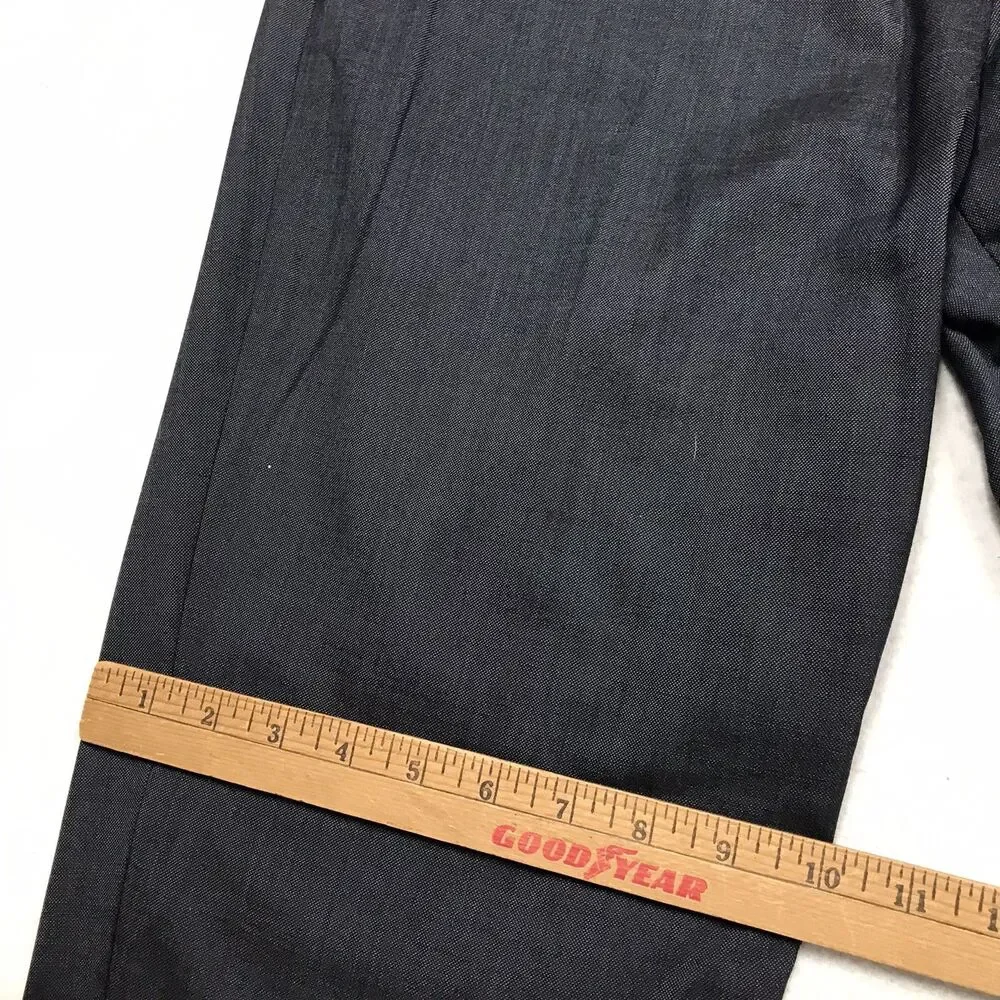 J CREW Bowery Dress Pants Men 34/34 (36x34 fit) Deep Navy Blue Flat Wool Blend